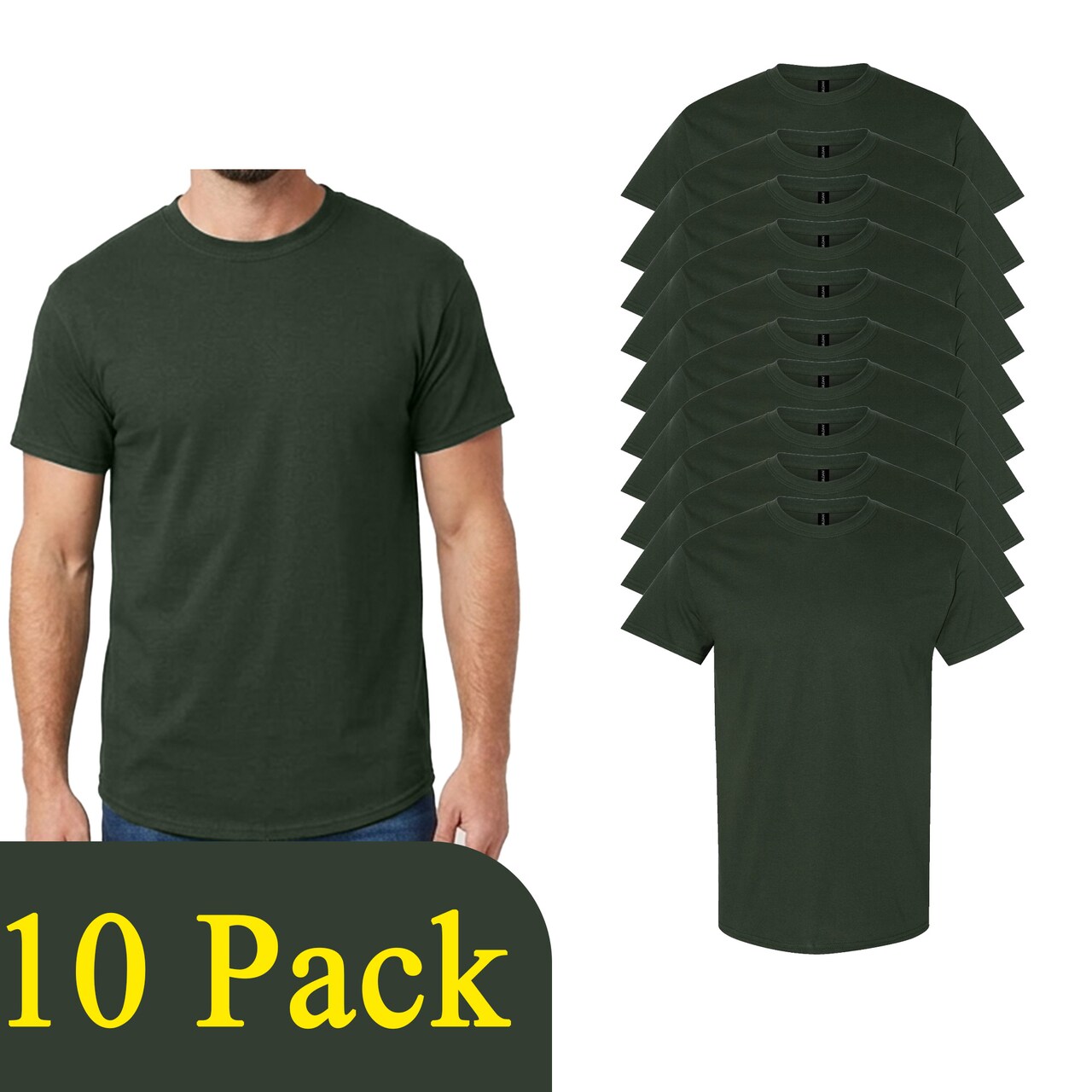 Gildan Heavy Cotton Forest Green Craft Blank T-Shirt Bundle for DIY Printing (2–14 Pack)